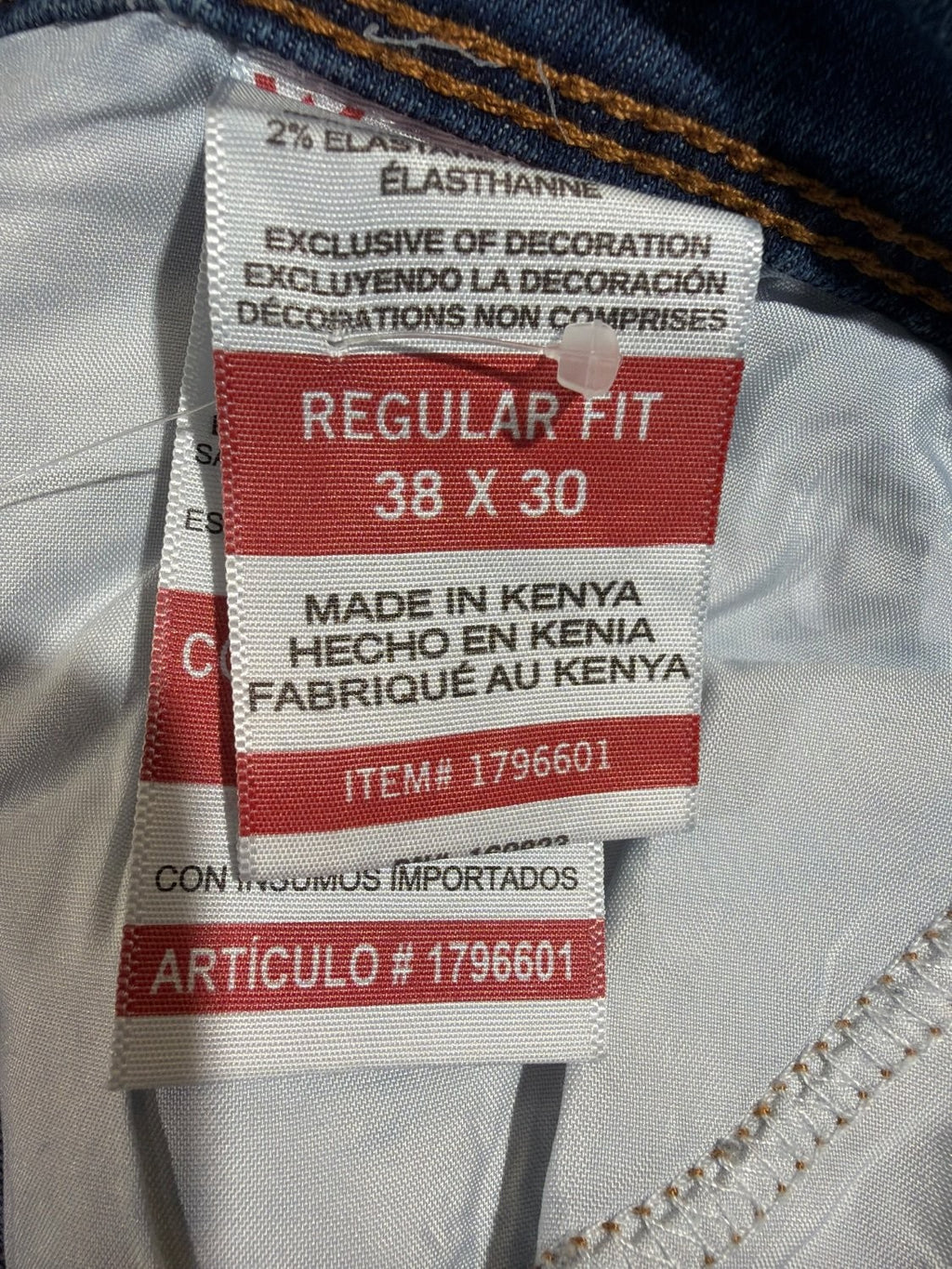 US 5 Wrangler Regular Fit Men's Blue Denim Jeans Stretch 38 x 30 Faded Wash