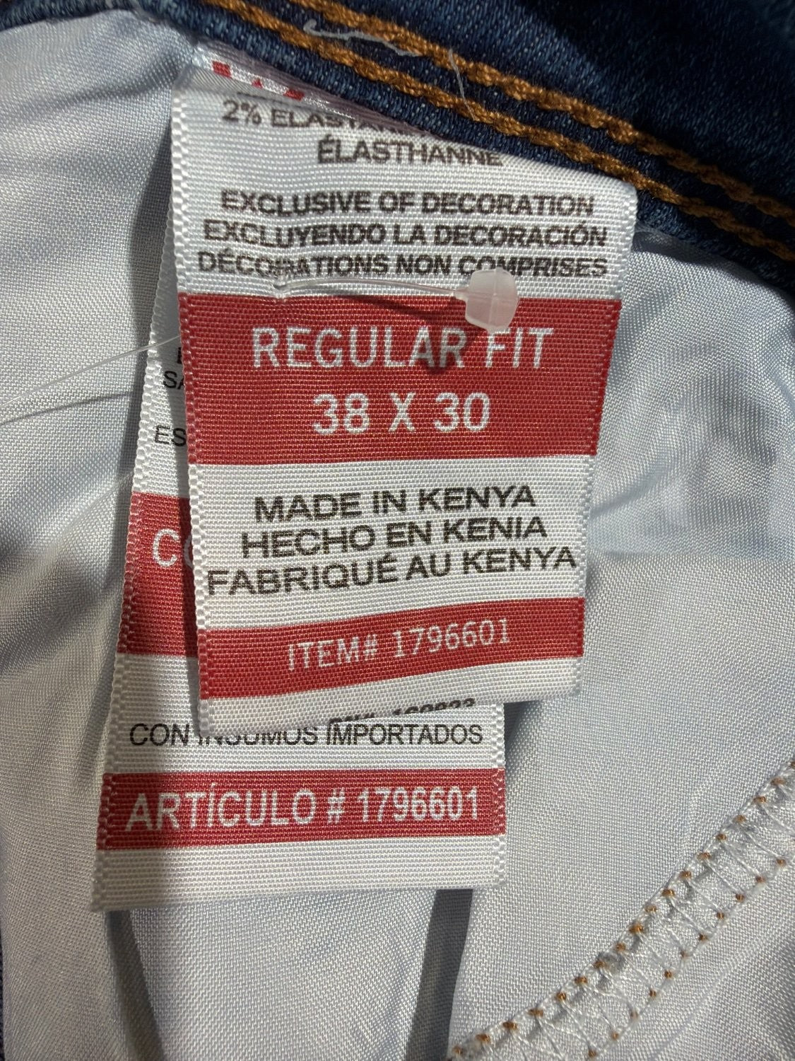 US 5 Wrangler Regular Fit Men's Blue Denim Jeans Stretch 38 x 30 Faded Wash