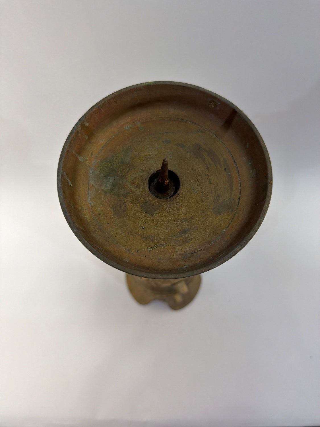 Vintage Chinese Bronze Pricket Candlestick Archaic Gu Vase Style Taotie Mask