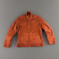 Eivissa Orange Faux Suede Jacket Coat Faux Fleece Fur Lining Trim Stand Collar M