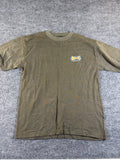 Vintage Maui Hawaii H.L. Miller Gold Waffle Knit T-Shirt Men L Olive Green USA