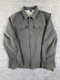 SHEIN Men's Wool Blend Shacket Jacket Charcoal Gray Snap Front Heavyweight Size