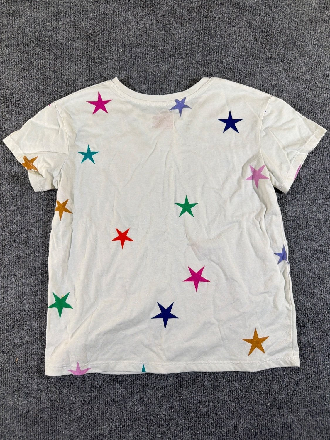 Cat & Jack Girls XL 14/16 T-Shirt White Multicolor Star Print Short Sleeve Tee