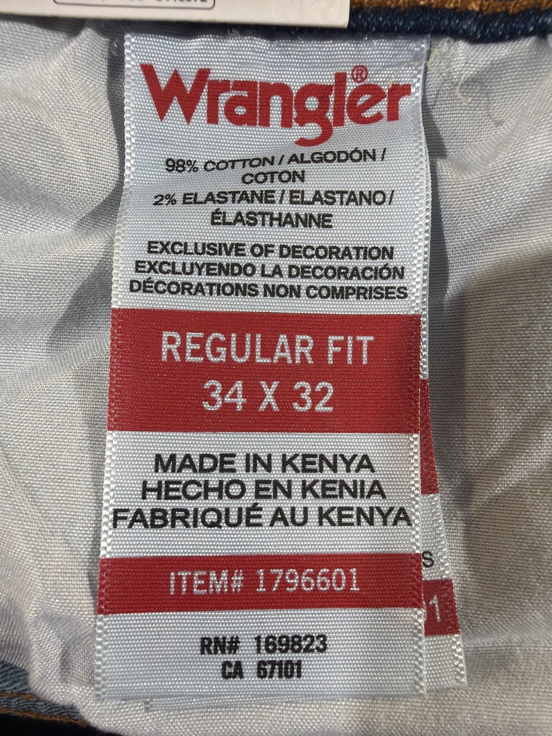 Wrangler Regular Fit Men's Jeans 34x32 Blue Stretch Denim NWT 1796601 Cotton
