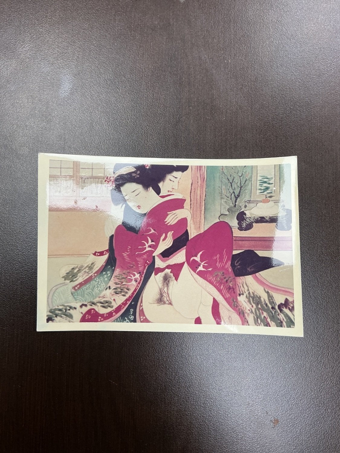 Fujicolor Japanese Shunga Erotica Print Photograph 4 X 6 in Multicolor Woodblock