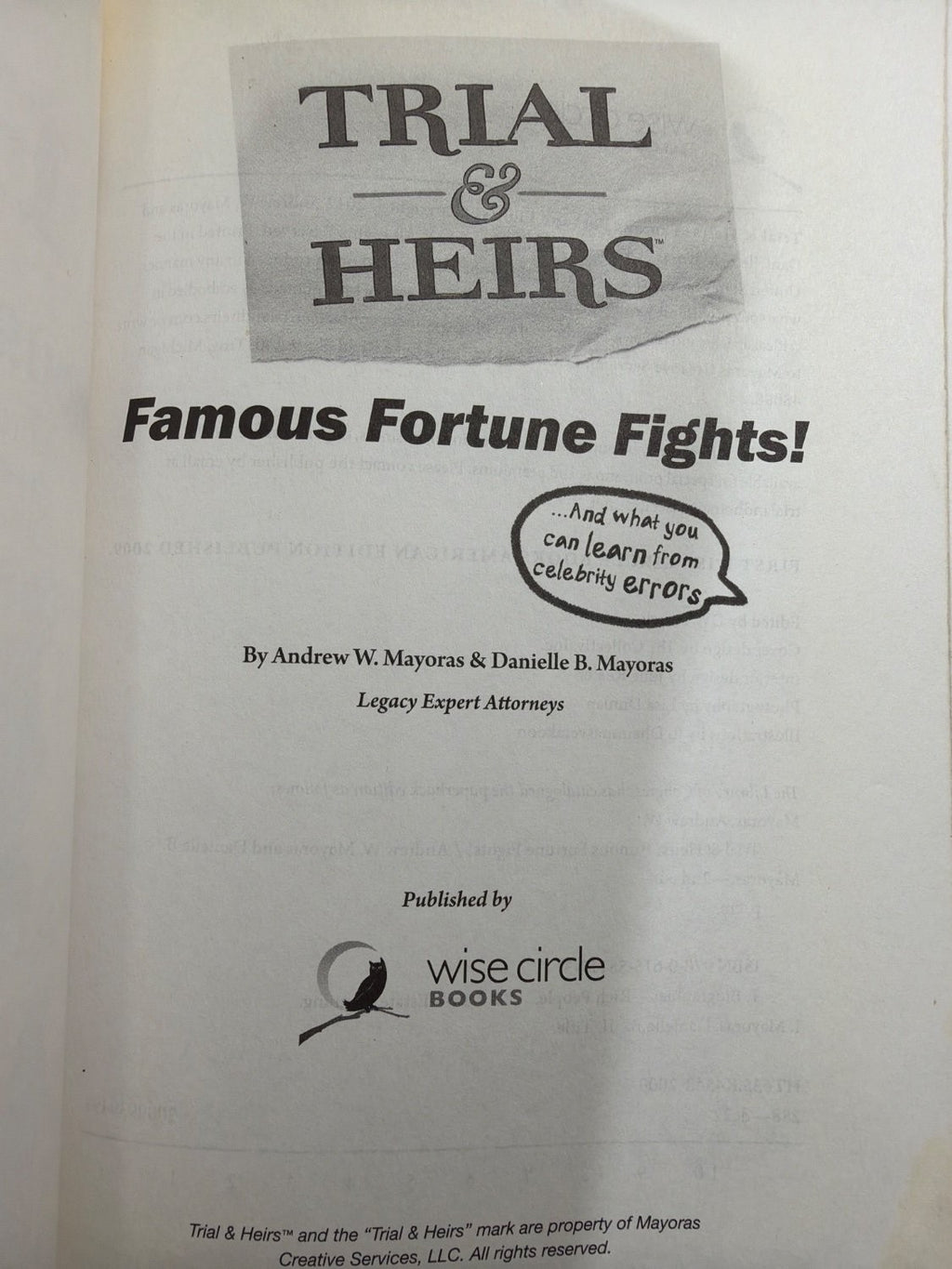 Trial & Heirs Famous Fortune Fights Andrew Mayoras 2nd Edition Paperback Law