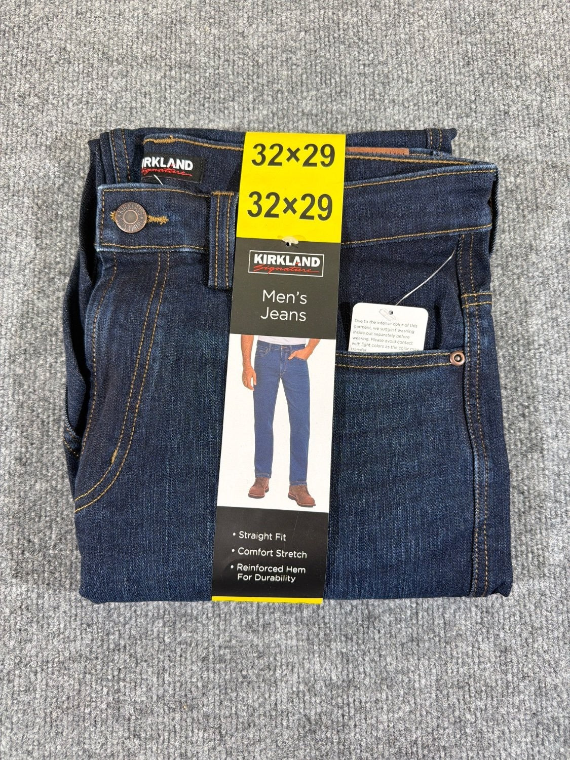 Kirkland Signature Mens Jeans 32x29 Straight Fit Comfort Stretch Denim Blue