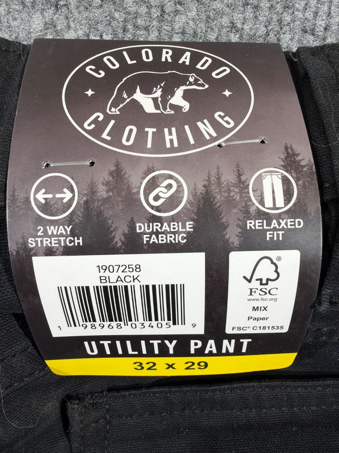 Colorado Clothing Men Utility Pant 32x29 Black Relaxed Fit Stretch 1907258 New