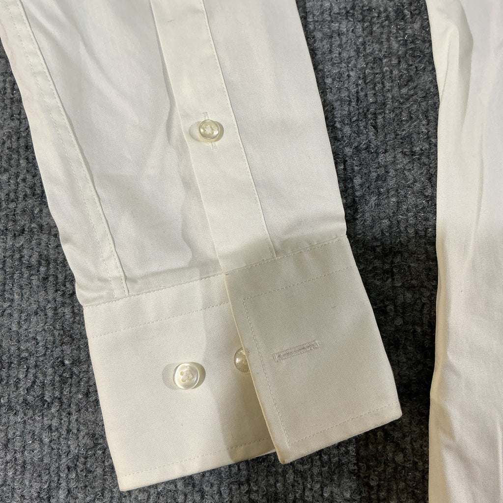 Hugo Boss Slim Fit White Cotton Dress Shirt 37 Spread Collar Easy Iron Designer