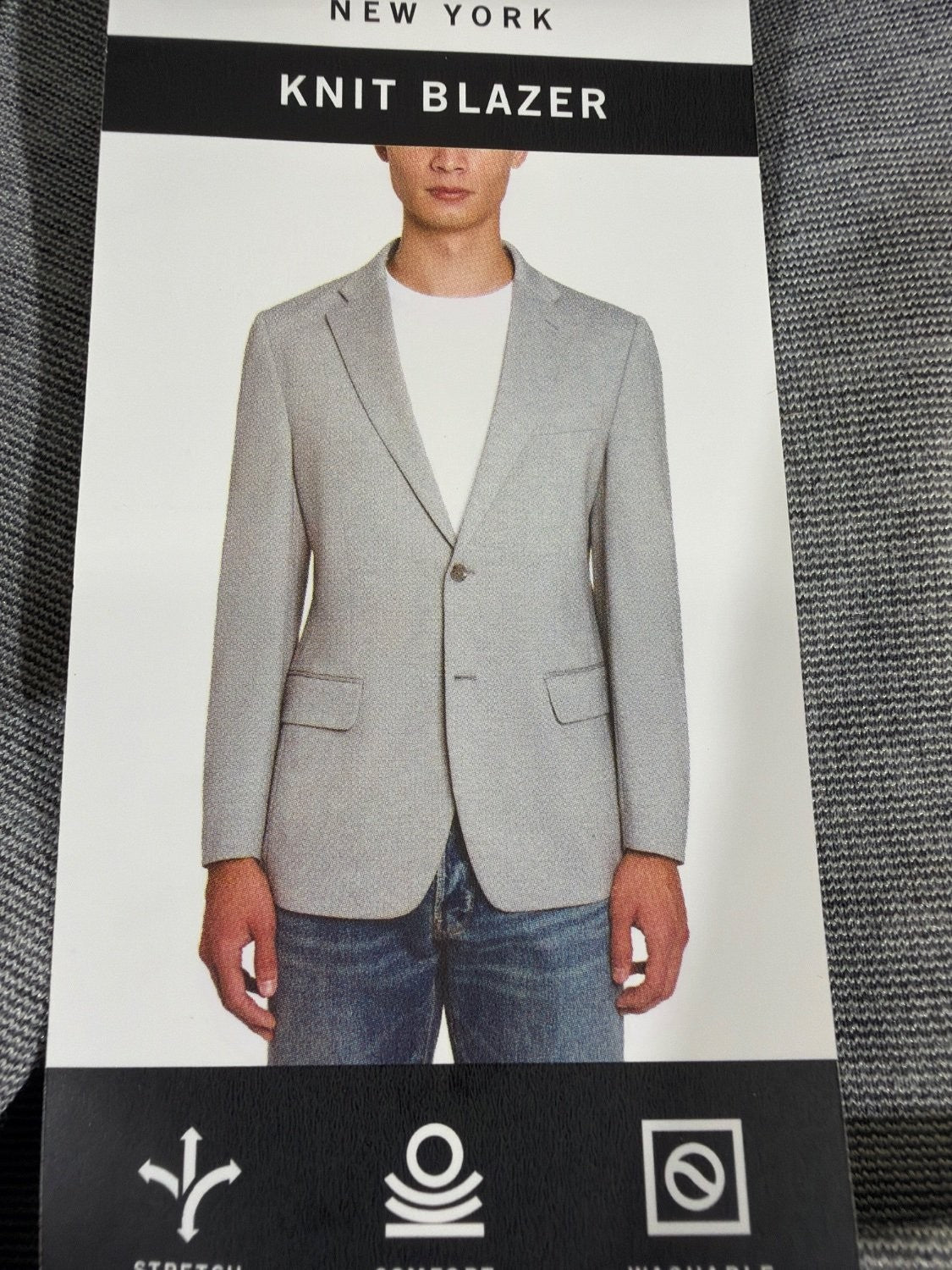 Kenneth Cole New York Knit Blazer Men XL Gray Stretch Washable Sport Coat