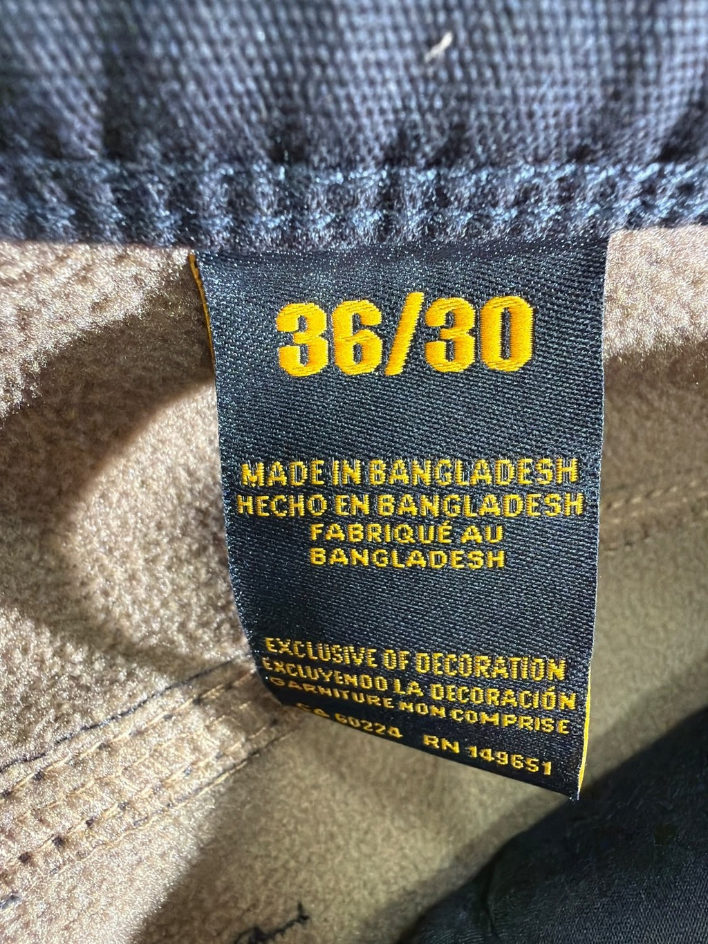 Caterpillar No Sweat Pant Mens 36x30 Brown Canvas Fleece Lined Workwear 1733652