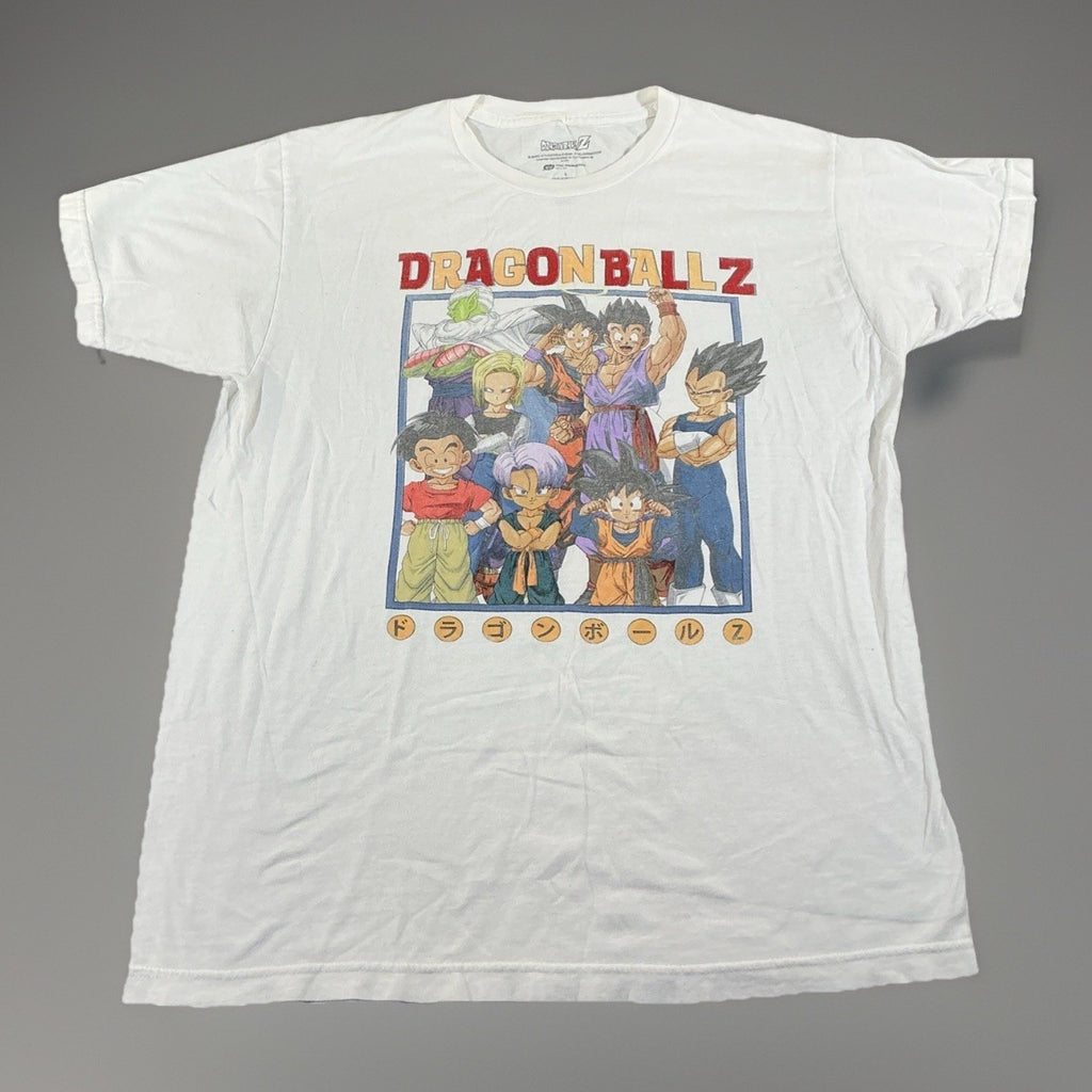 Dragon Ball Z Tshirt Men’s Large White Graphic Goku Retro DBZ Anime Tee*