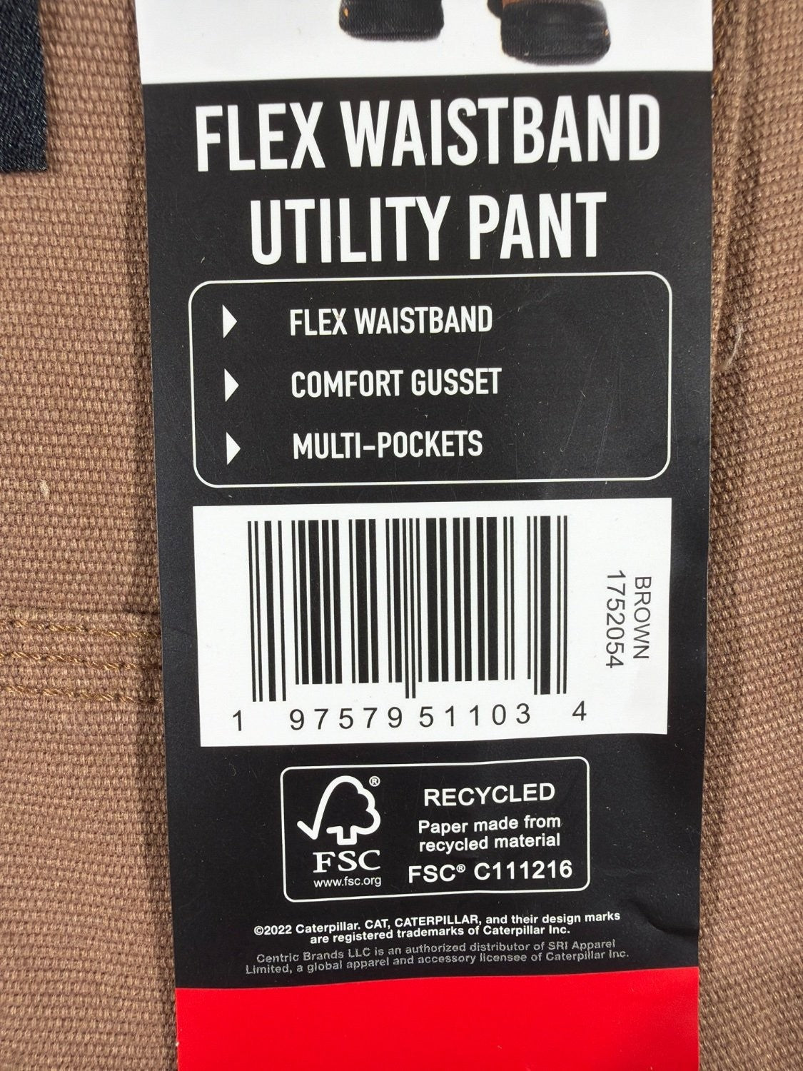 Caterpillar CAT Flex Waistband Utility Work Pants Men 34 x 30 Brown Canvas