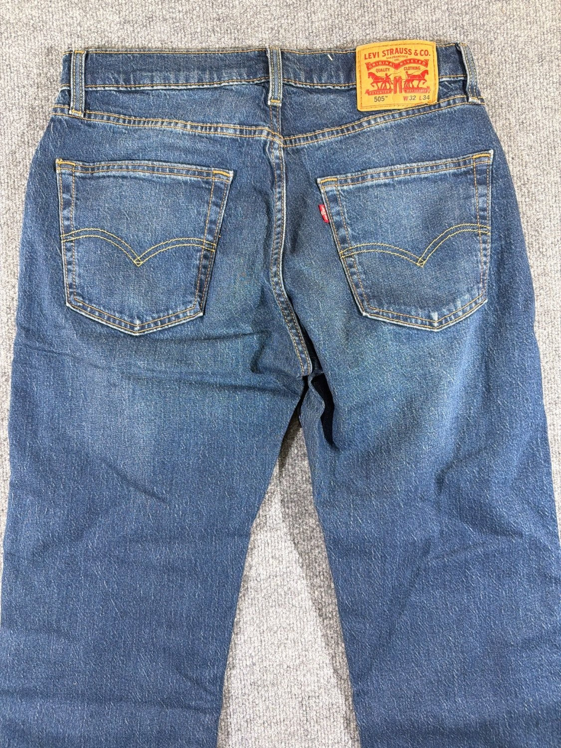 EU 32 Levi's 505 Regular Fit Men's Stretch Denim Jeans Blue Straight Leg W32
