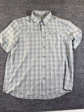 Orvis Men's XL Short Sleeve Plaid Fishing Shirt Gray Vented Moisture Wicking