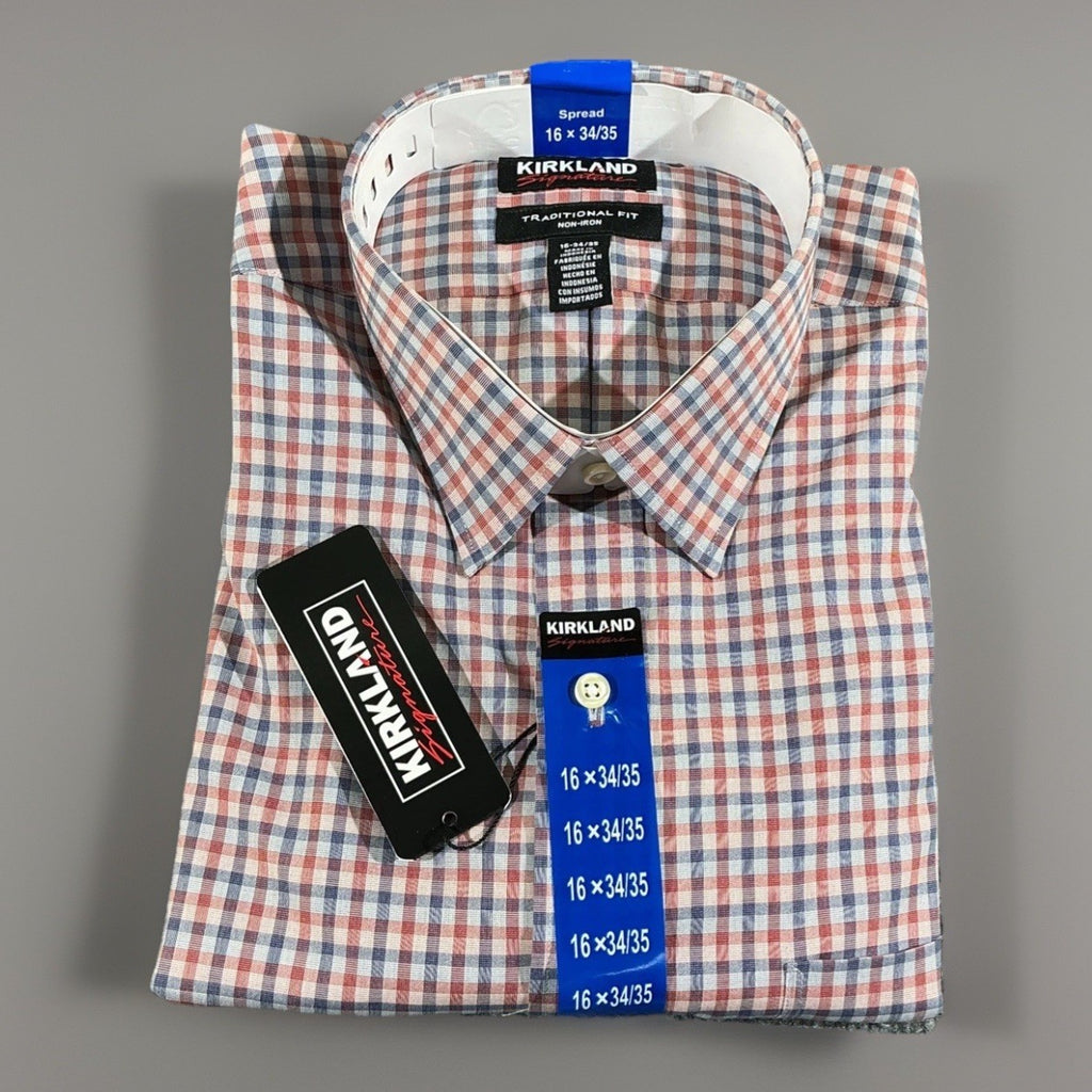 Kirkland Men's Traditional Fit Non-Iron Dress Shirt, Multicolor, Size 16x 34x35