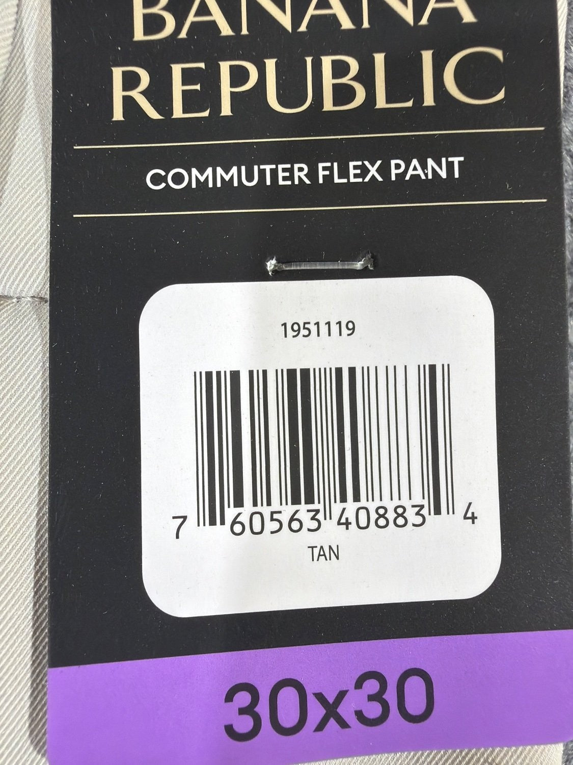 Banana Republic Commuter Flex Pant Men 30x30 Tan Athletic Chino Water Resistant