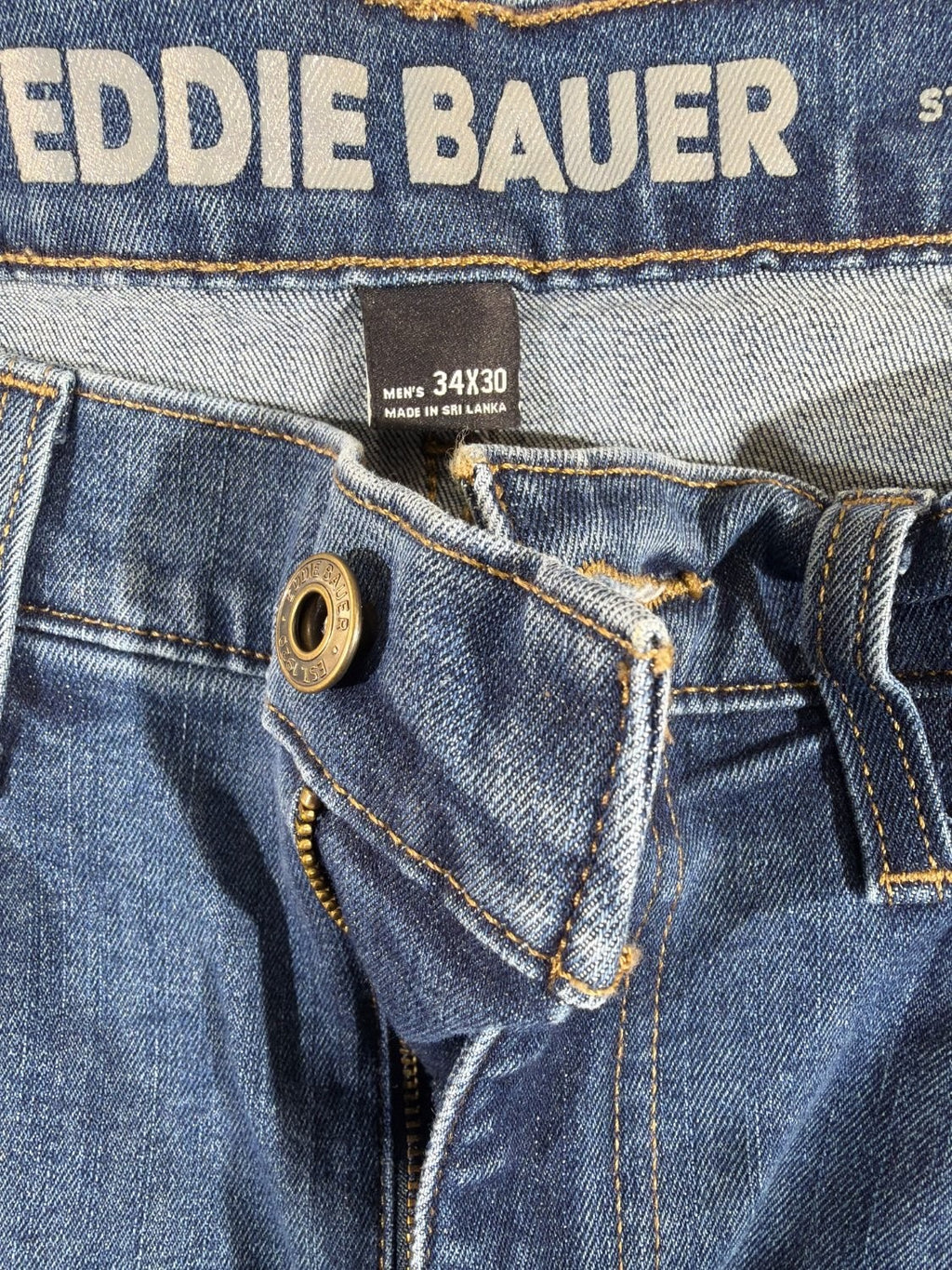EU 34 Eddie Bauer Straight Fit Men's Jeans 34x30 Blue Specialty Dyed Denim