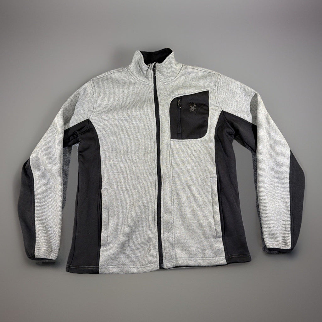 (#C) Spyder Jacket Adult M Gray Full Zip Pullover Logo Mock Neck