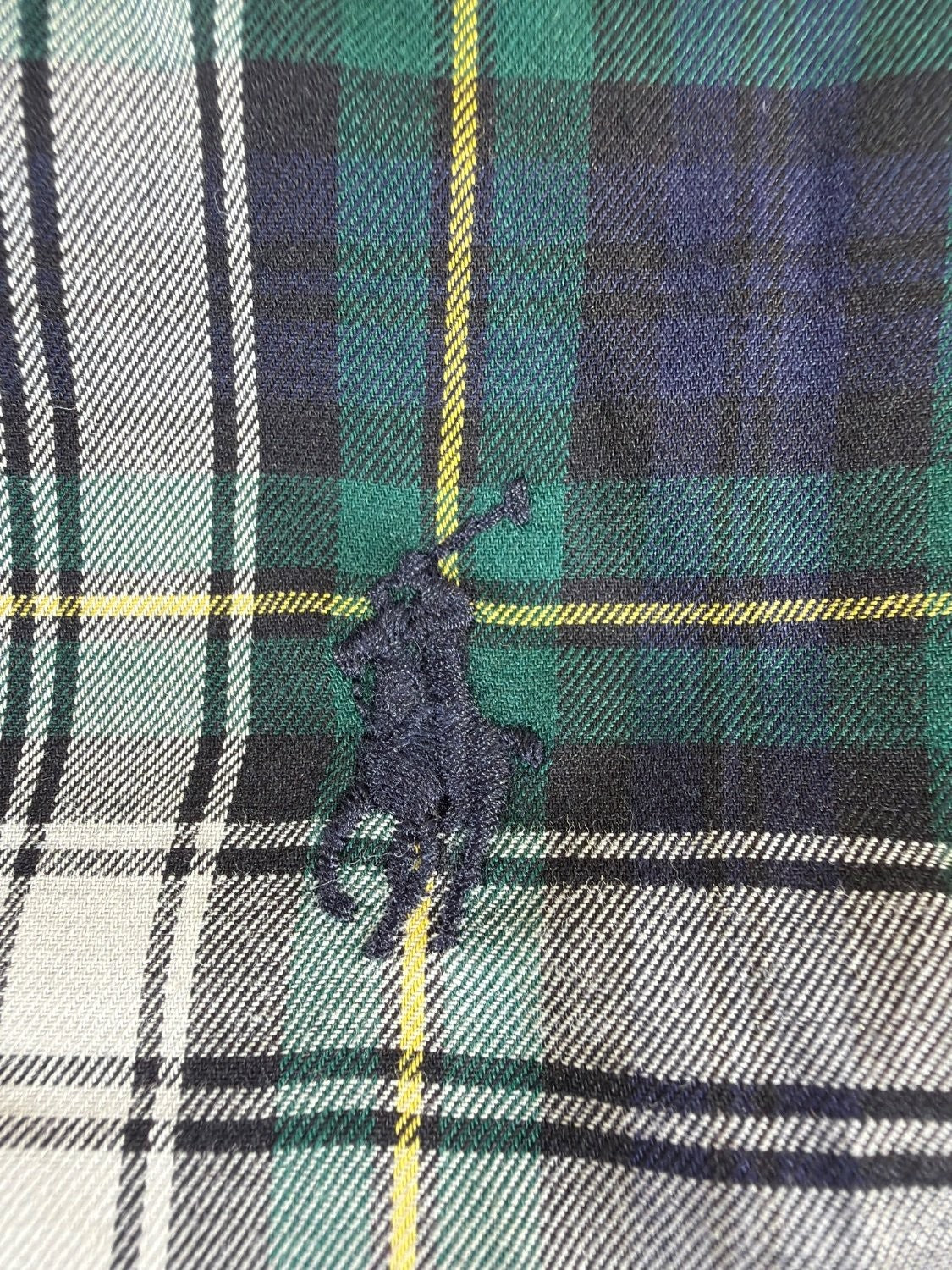Polo Ralph Lauren Shirt Mens Large Classic Fit Green Navy Tartan Plaid Twill L