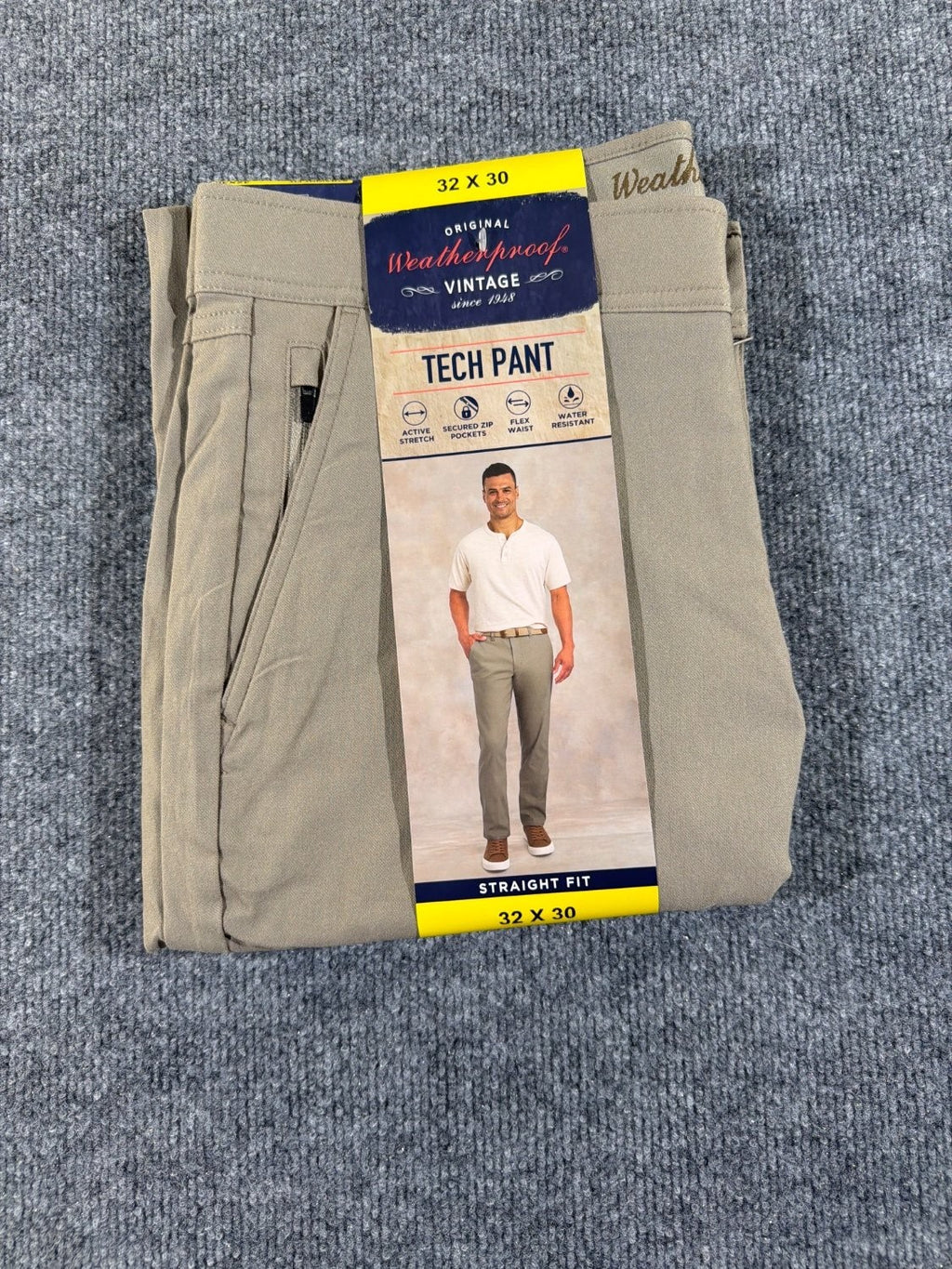 Weatherproof Vintage Men's Tech Pant 32x30 Gray Straight Fit Water Resistant NWT