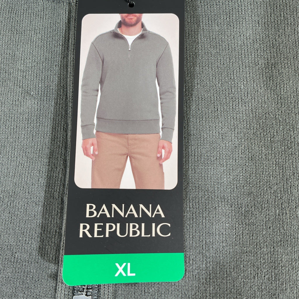 New mens BANANA REPUBLIC green 1/4 zip sweatshirt pull-over Size XL