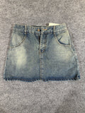FANEGU GV TRON Women's Denim Mini Skirt Size M Blue Acid Wash Distressed NWT