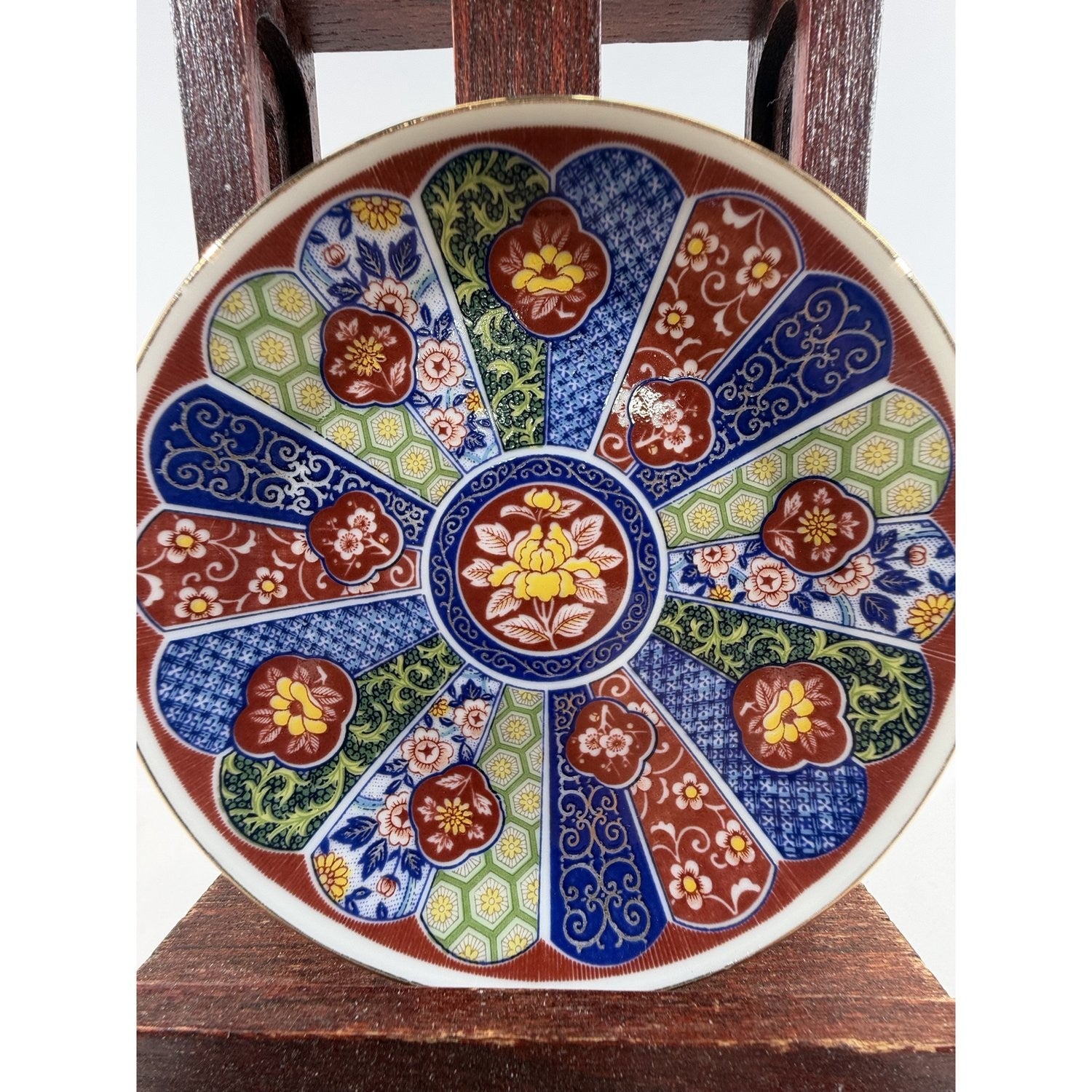 Vintage Imari Ware Japan Porcelain Decorative Plate Floral Gilt Rim Small