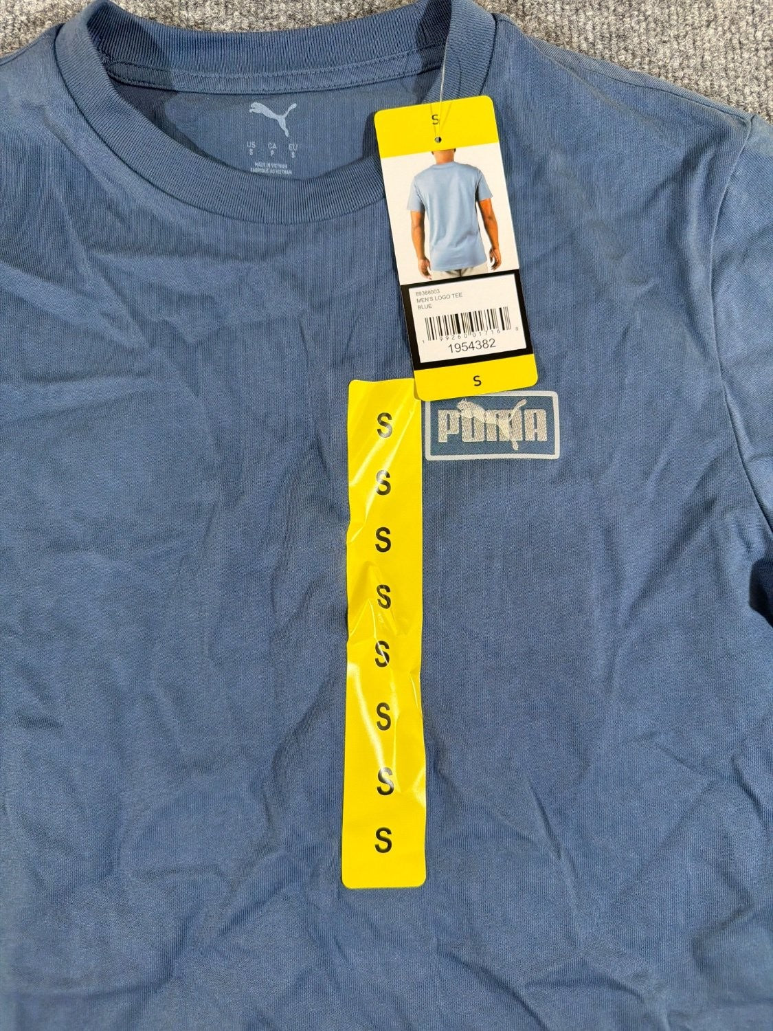 PUMA Men's Logo Tee 69388003 Blue Short Sleeve Cotton Blend Graphic T-Shirt