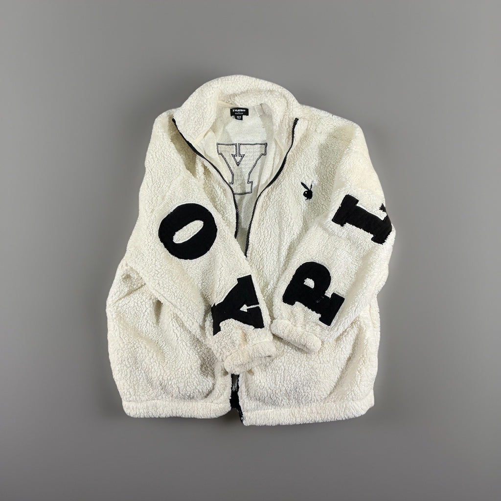 Women's Playboy by PacSun Oversized White/Ivory Sherpa Fleece Jacket Size XS/X