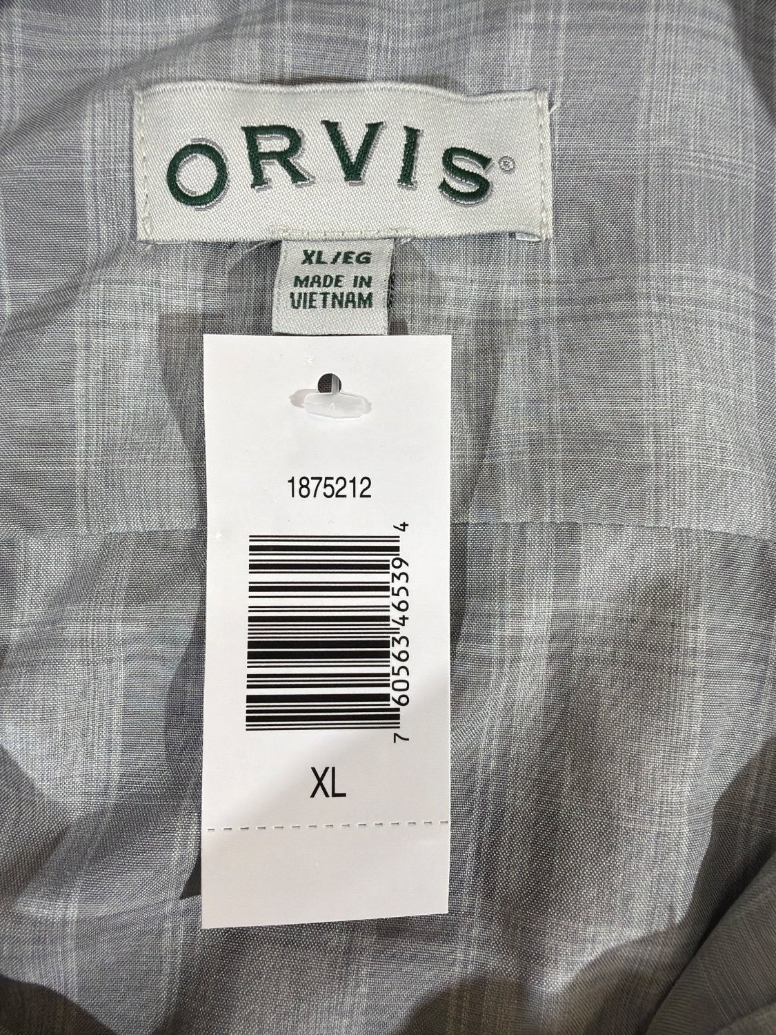 Orvis Men's XL Short Sleeve Plaid Fishing Shirt Gray Vented Moisture Wicking