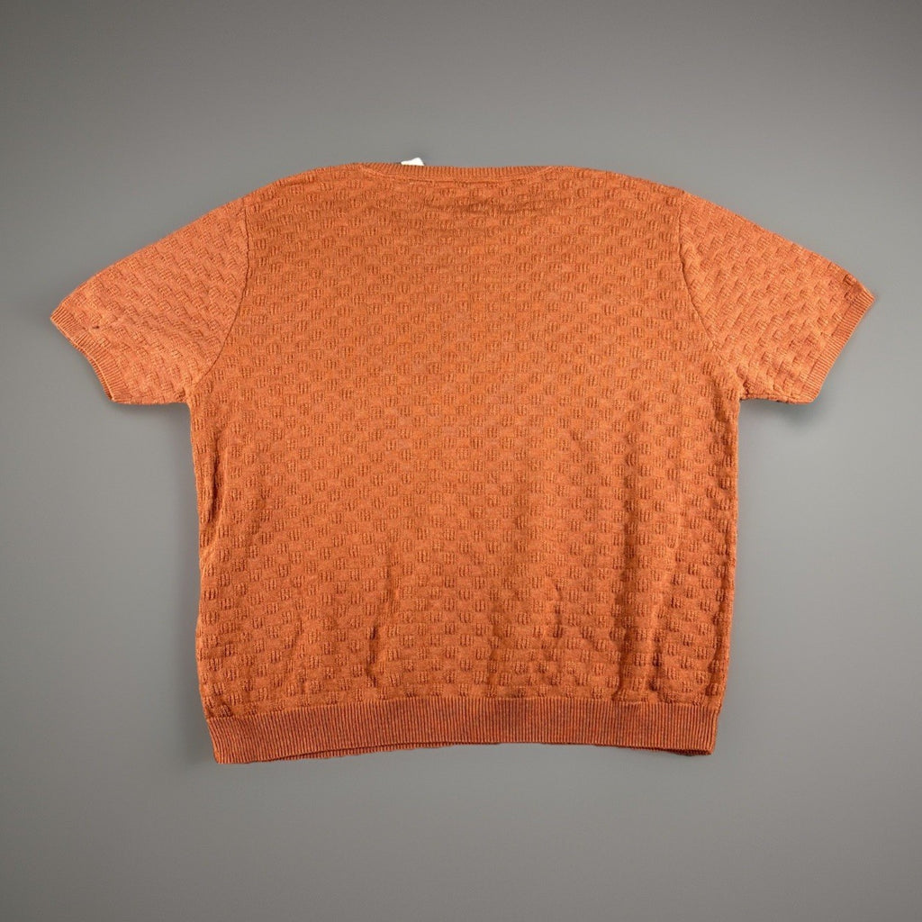 Alfred Dunner Orange Checkered Knit Women's Top, Size Small