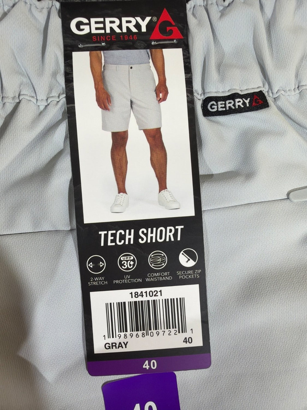Gerry Tech Short Men's Size 40 Gray Chino Hiking Golf Shorts Stretch UPF 1641001
