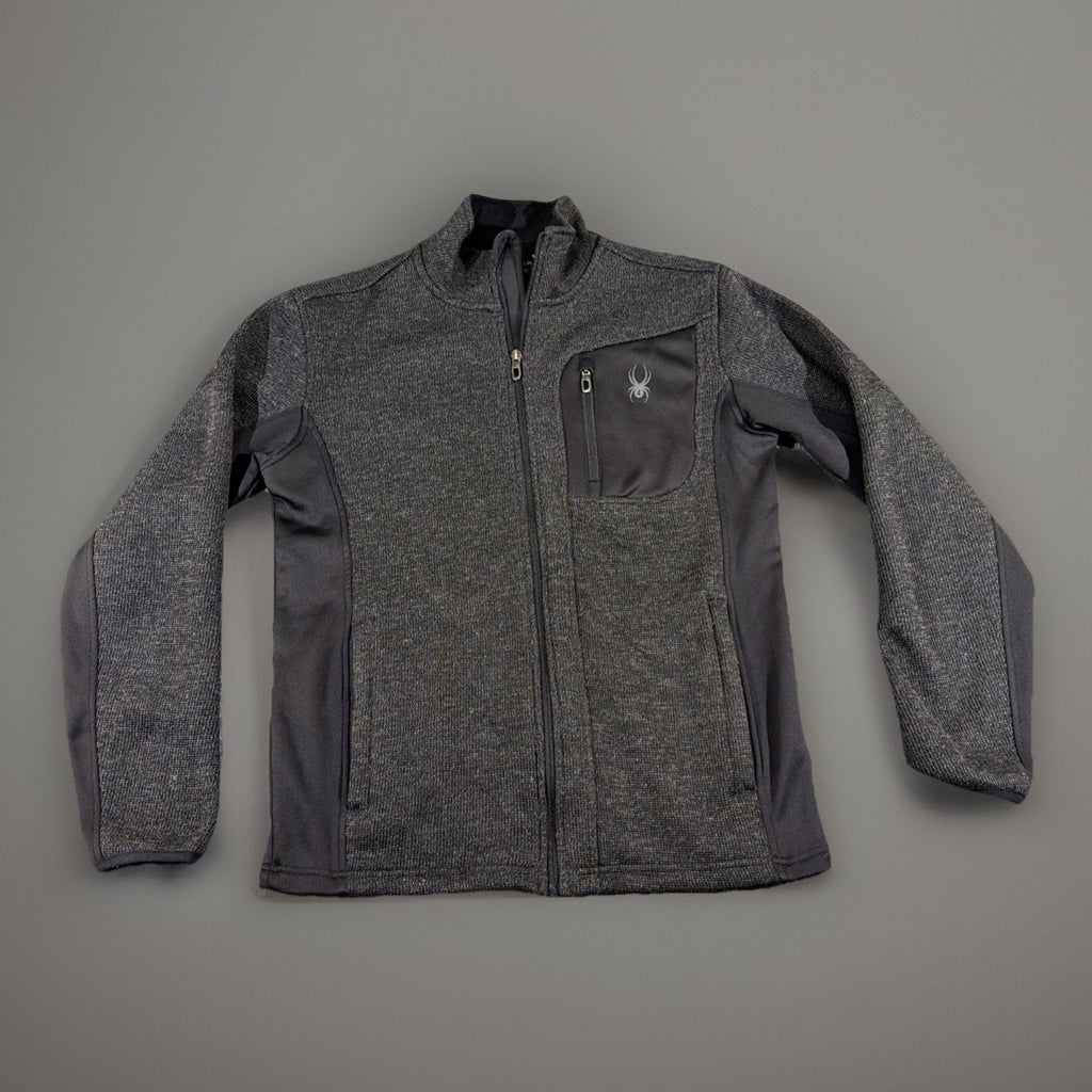 Spyder Men's Full Zip Jacket Gray Black Stand-Up Collar Zipped Pockets Size S