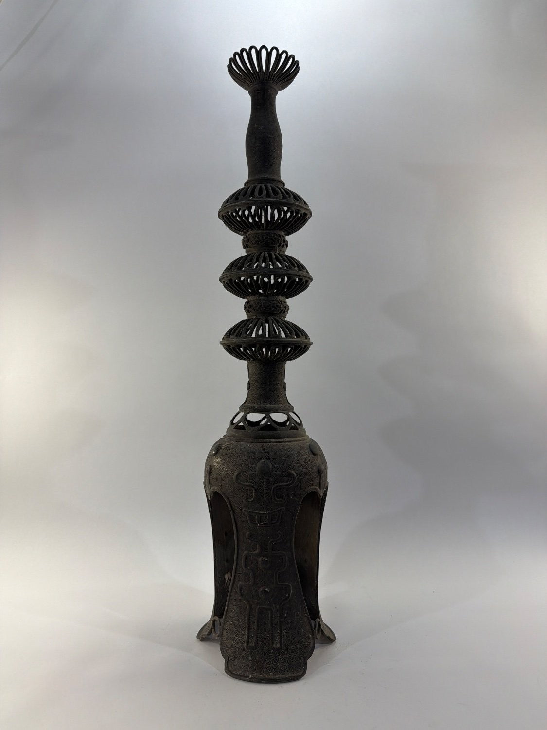 Vintage Japanese Cast Iron Pagoda Garden Lantern Finial Spire Ornament Large