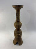 Vintage Chinese Bronze Pricket Candlestick Archaic Gu Vase Style Taotie Mask