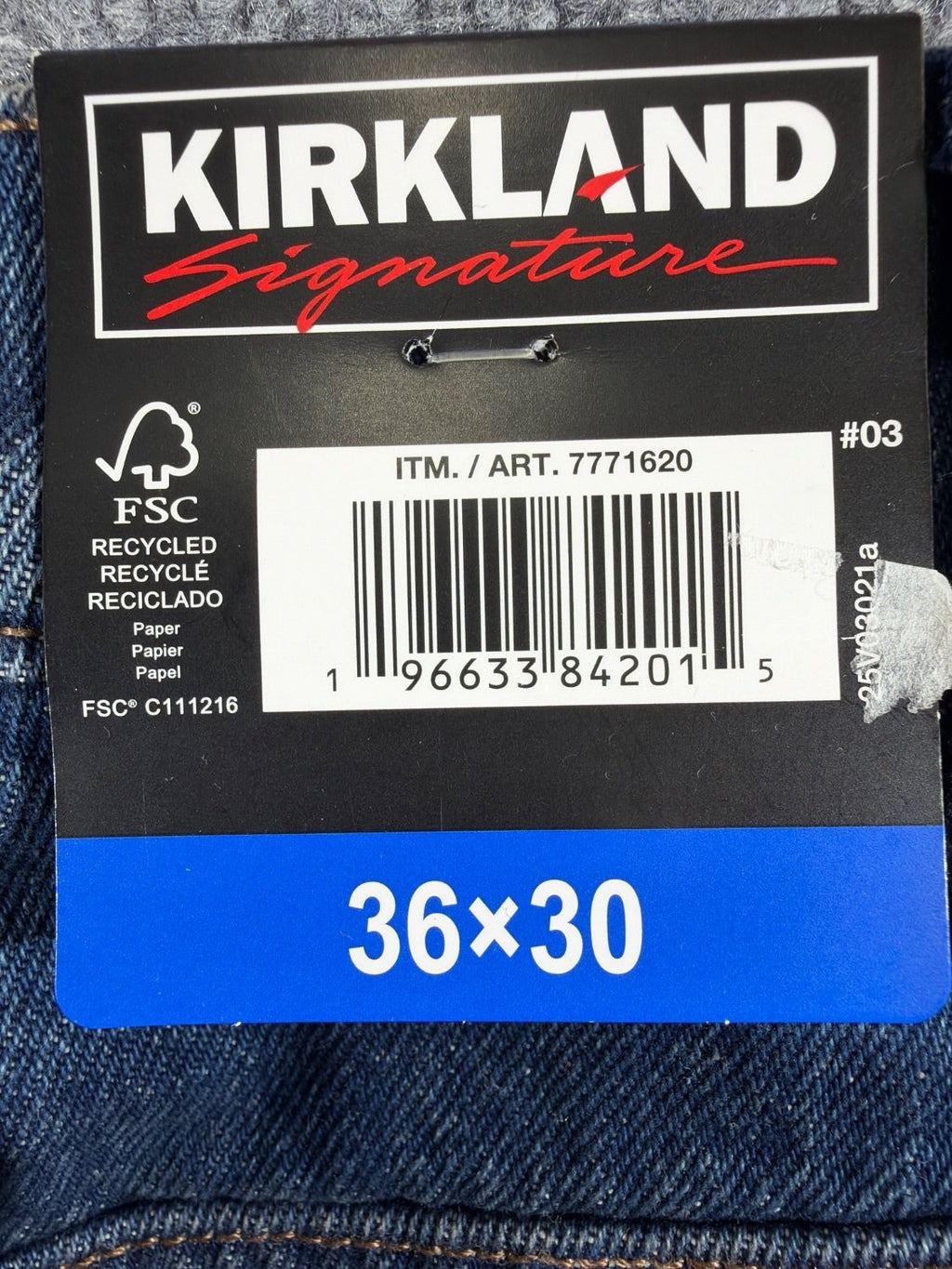 Kirkland Signature Men's Straight Leg Jeans 36x30 Blue Denim 5-Pocket 7771620