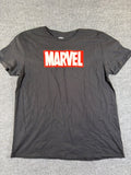 Marvel Classic Red Box Logo Graphic T-Shirt Men's XL Black Cotton Mad Engine