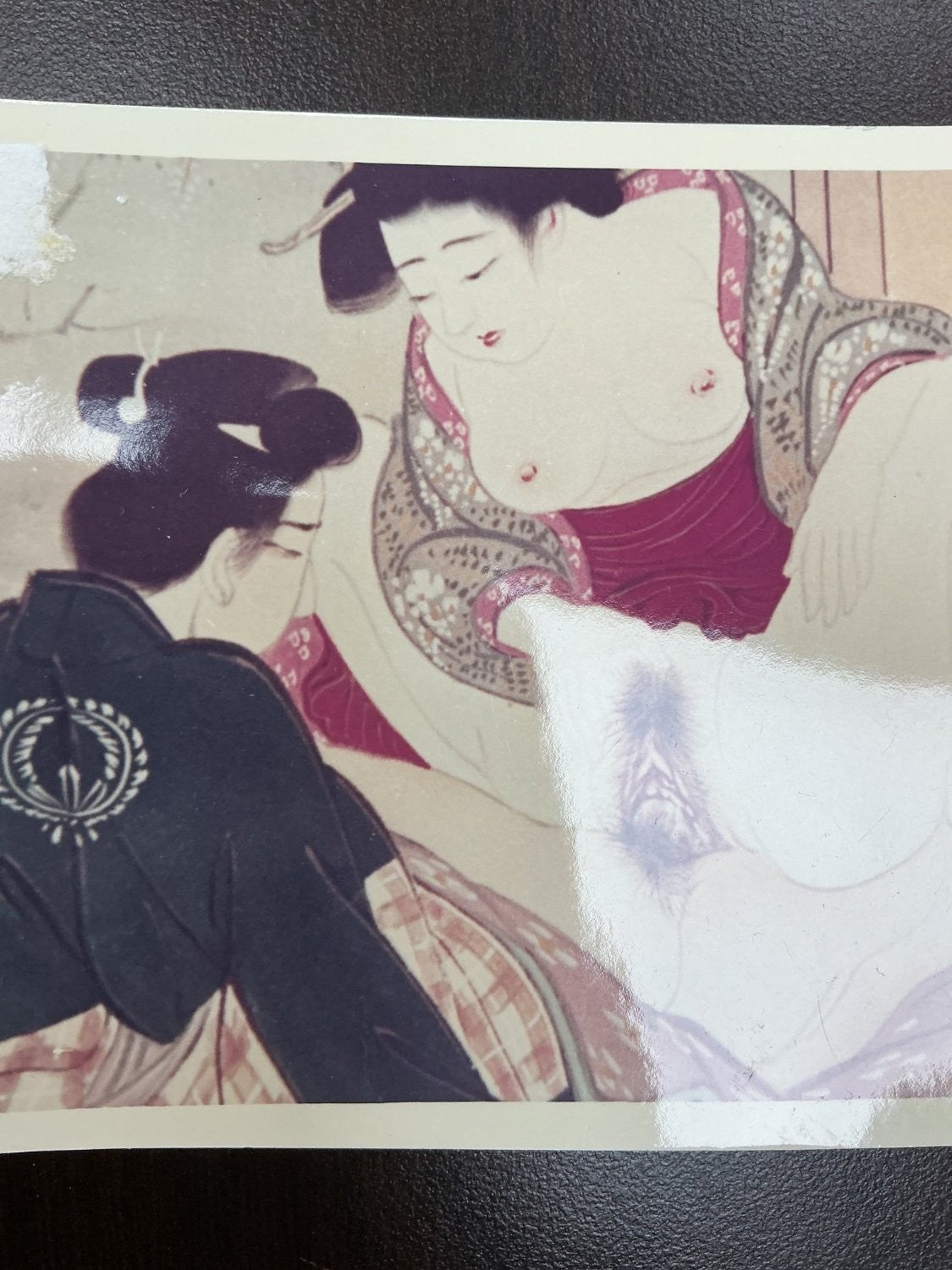 Vintage Japanese Shunga Erotic Art Photograph Small Multicolor Paper Print