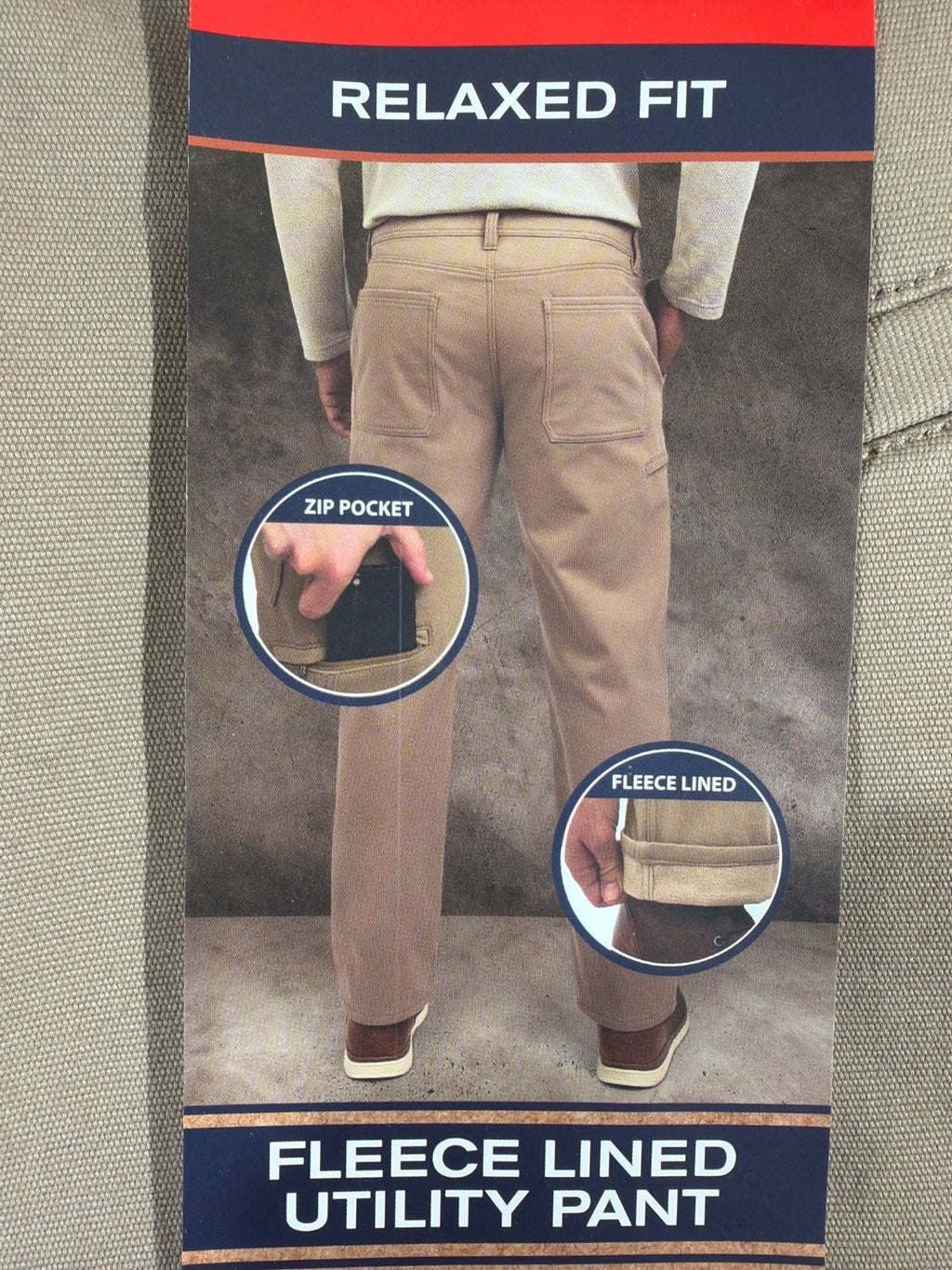 Weatherproof Vintage Men's Fleece Lined Utility Canvas Pants 34x29 Tan Stretch