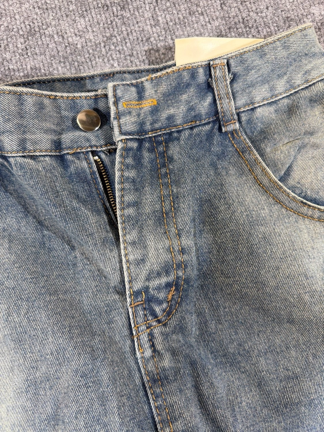 FANEGU GV TRON Women's Denim Mini Skirt Size M Blue Acid Wash Distressed NWT