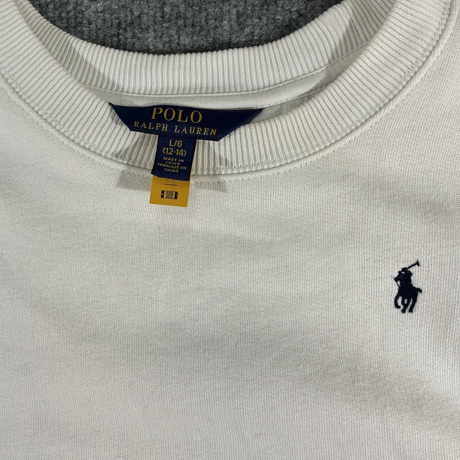 RARE Polo Ralph Lauren US Open White Crew Neck Sweatshirt Boys Green Navy LG 12