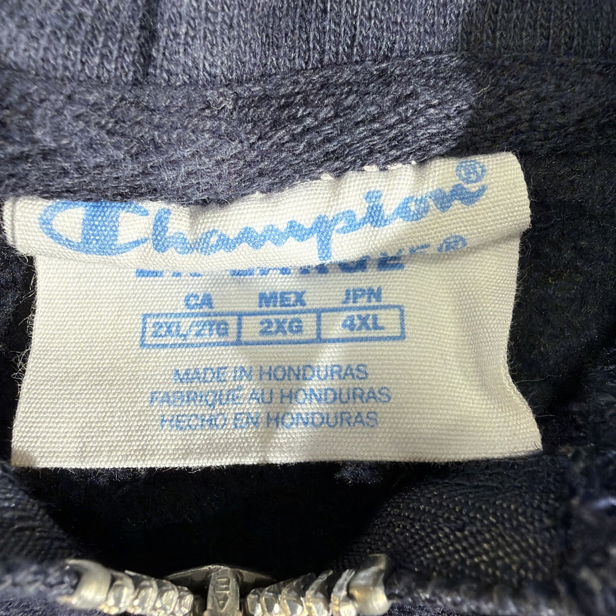 Vintage Y2K Champion Super Hood Full Zip Hoody Navy Blue Men XL