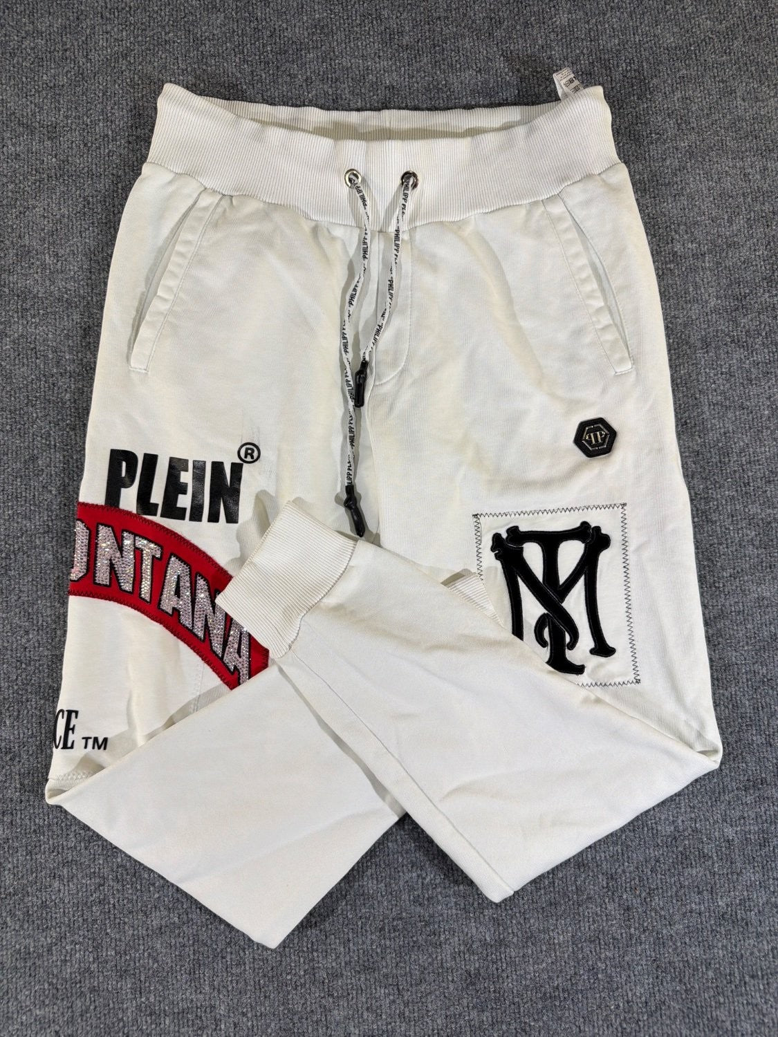 Philipp Plein Scarface Tony Montana Jogger Sweatpants MJT1263 White Men Size S