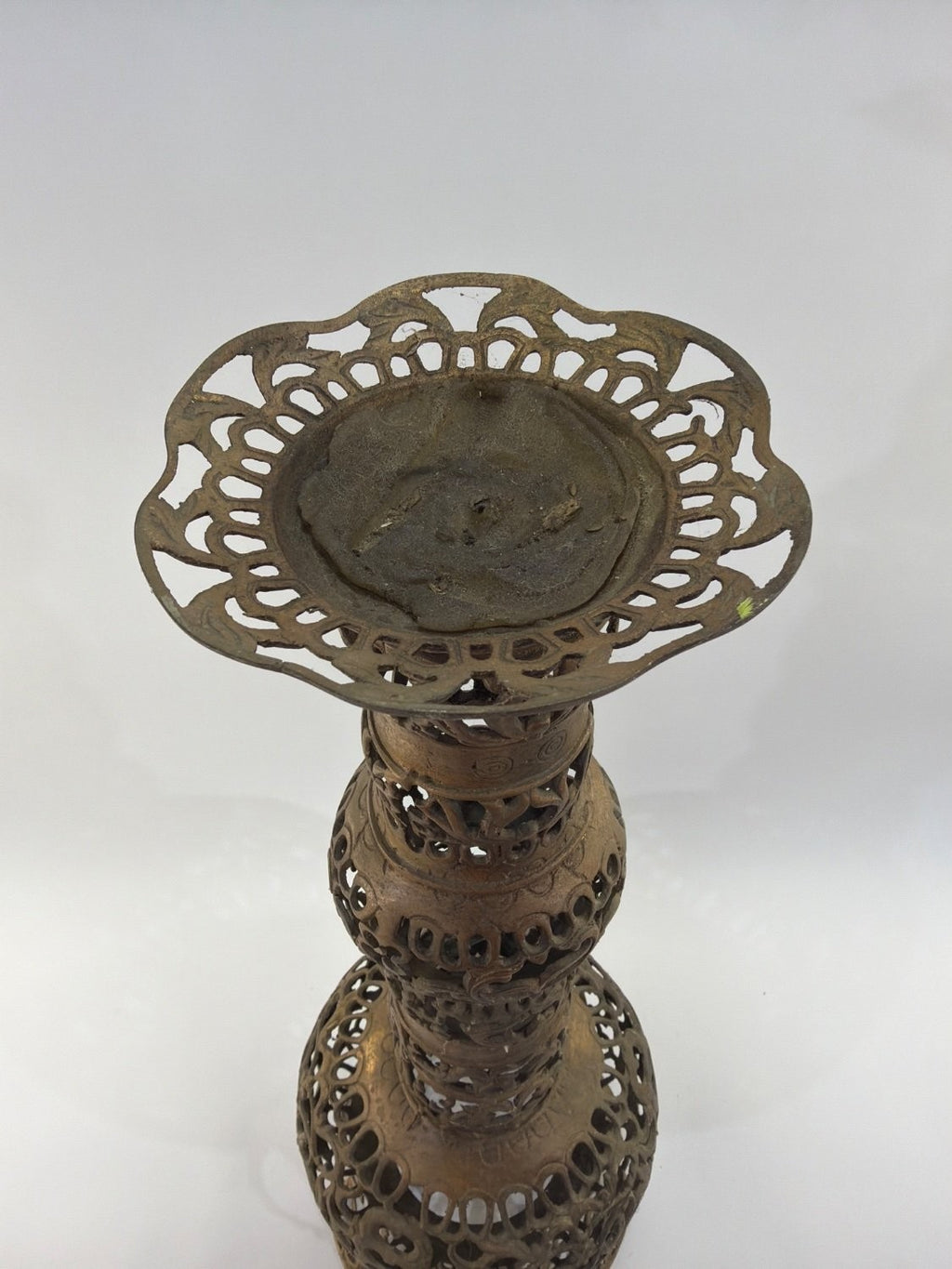 Vintage Middle Eastern Brass Incense Burner Censer Filigree Pierced Reticulated
