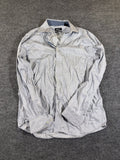 DKNY Regular Fit Stretch Dress Shirt Men White Geometric Diamond Print LS