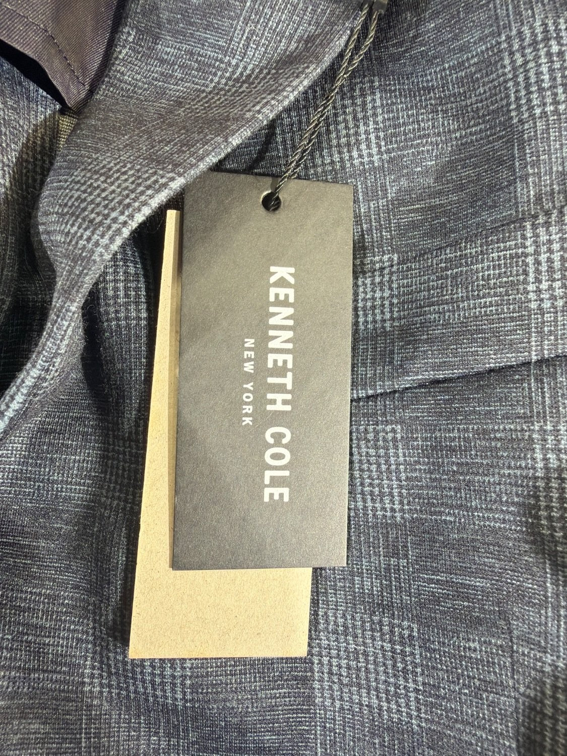 Kenneth Cole New York Men's Plaid Blazer Sport Coat Blue Size L Two Button