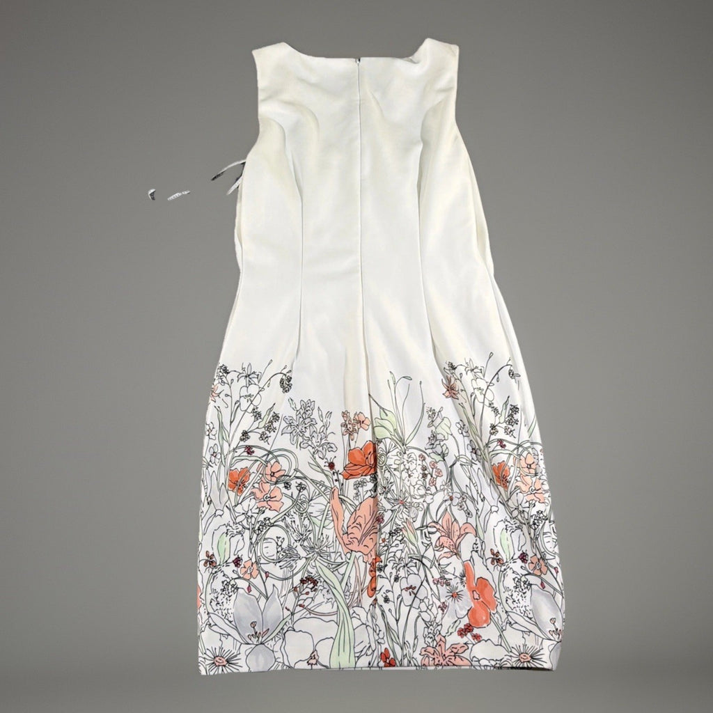 Ivanka Trump Dress Womens M Floral Print Sleeveless Sheath Gold Zipper Chic