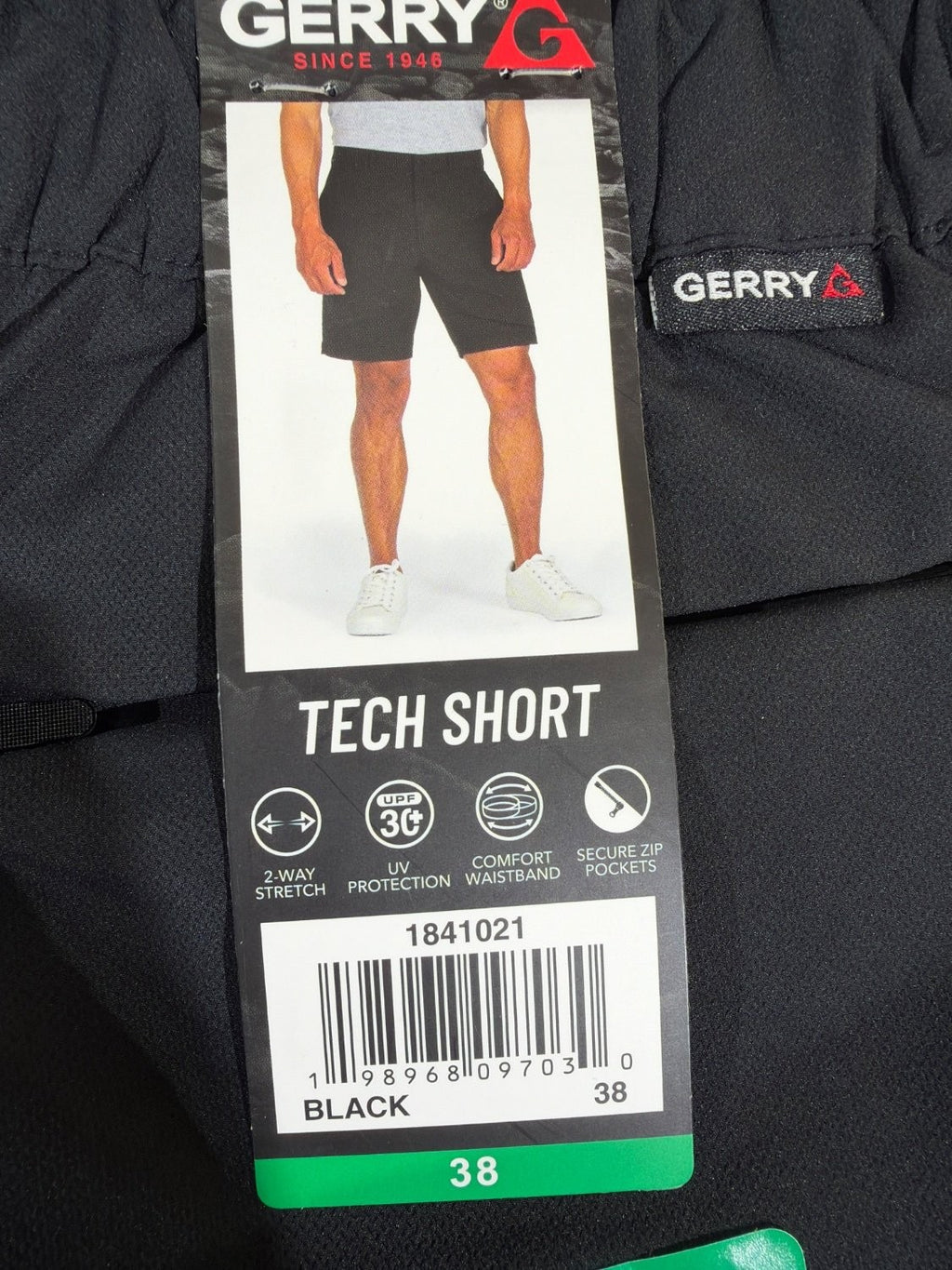 Gerry Tech Short Men's 38 Black Chino Hiking Performance 1641021 Quick Dry New