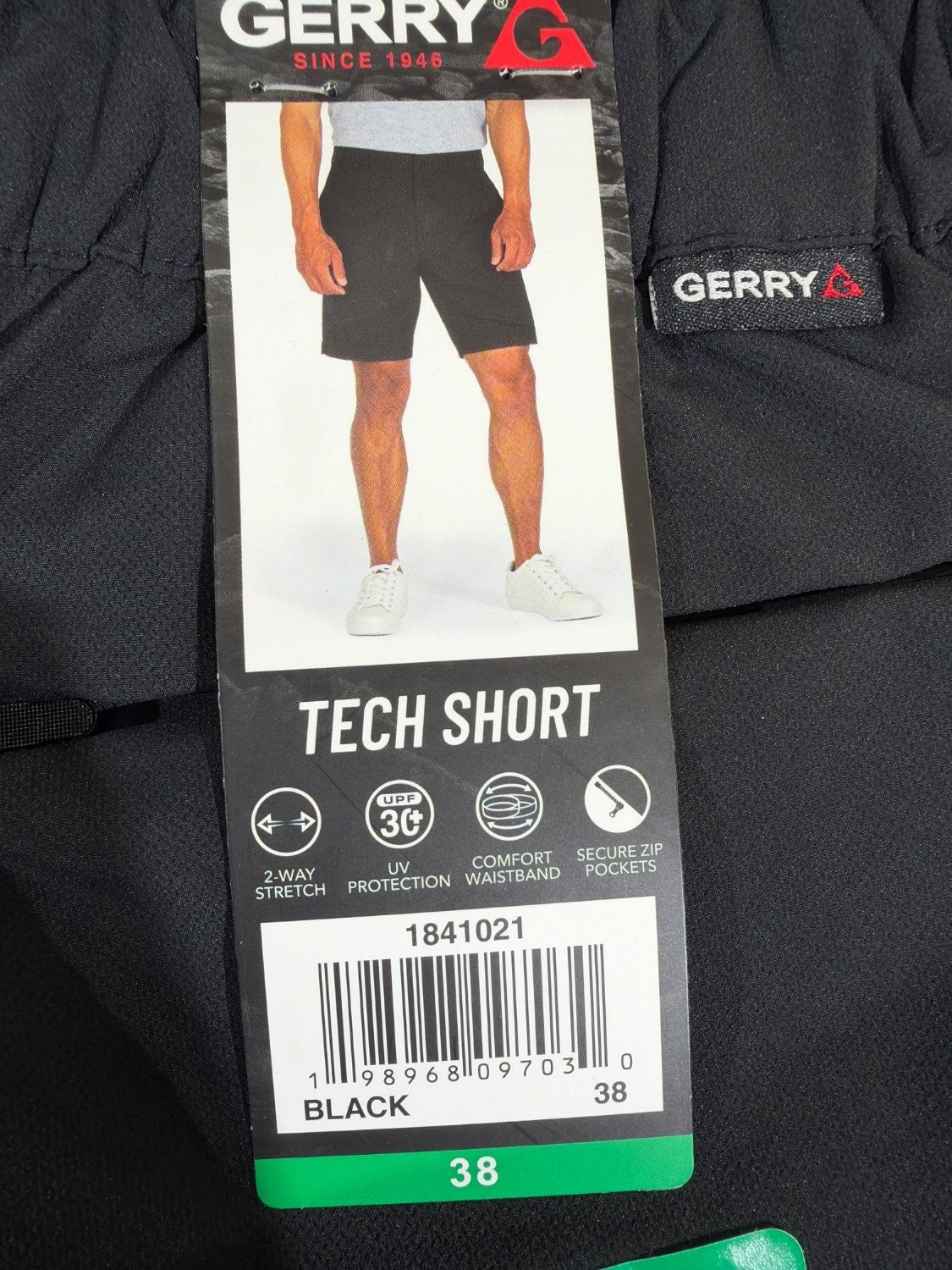 Gerry Tech Short Men's 38 Black Chino Hiking Performance 1641021 Quick Dry New